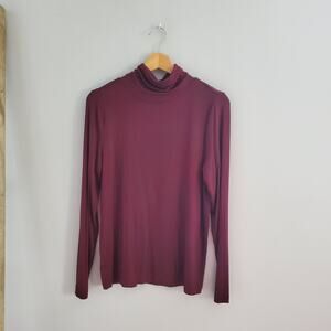 LOFT Maroon Long Sleeve Lightweight Turtleneck Size L